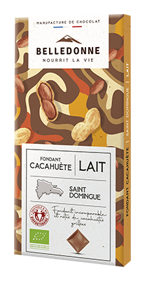 Belledonne Tablette chocolat au lait purée de cacahuète bio 80g