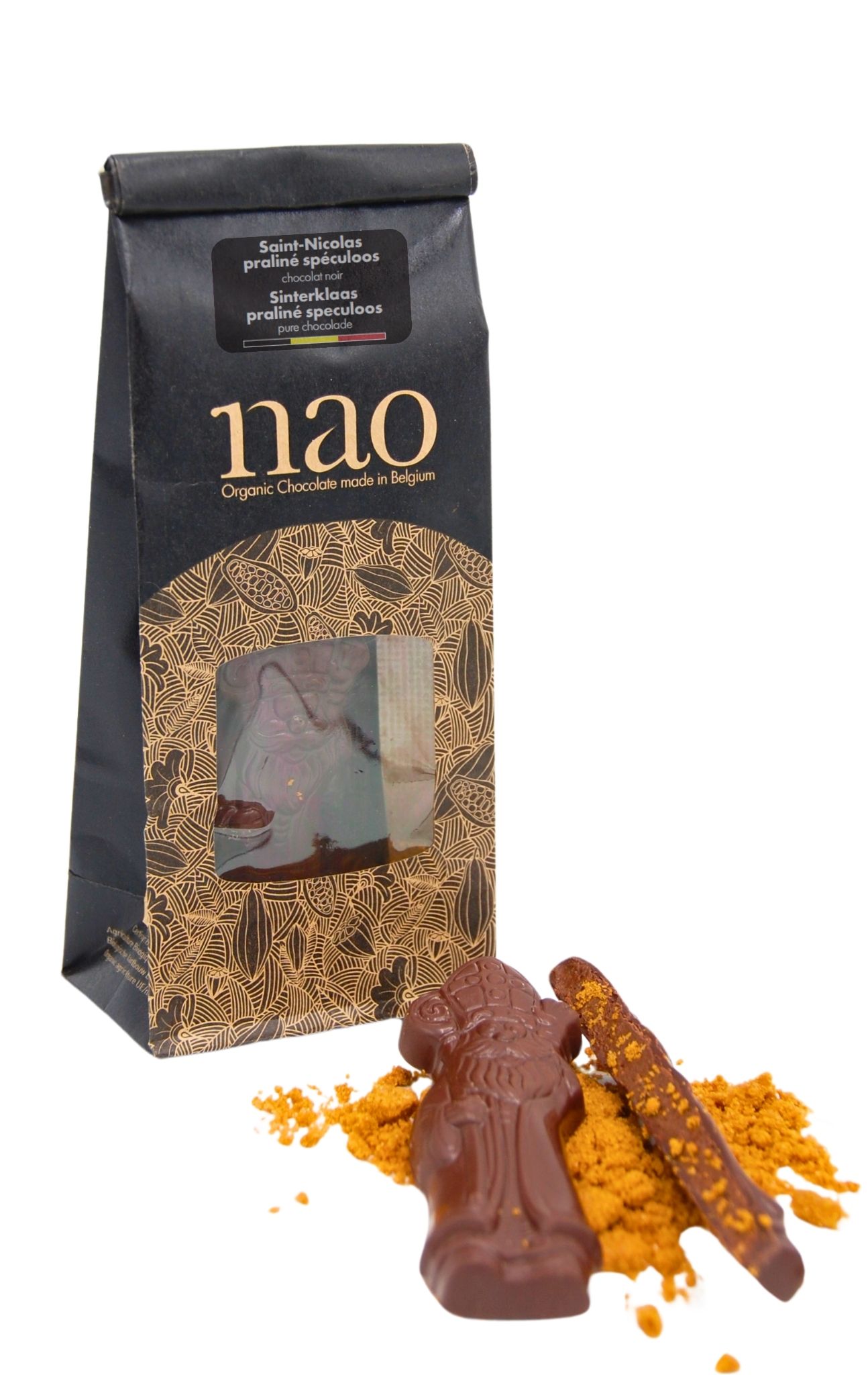 Nao Saint-Nicolas chocolat noir praliné speculoos(3pc) bio 105g