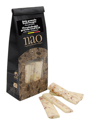 Nao Witte chocoladestick 35% met granola & fruit bio 100g