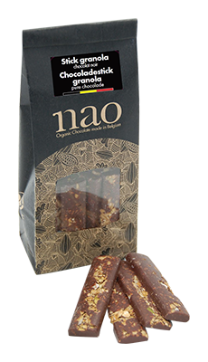 Nao Chocoladestick pure chocolade 71% met granola bio 100g