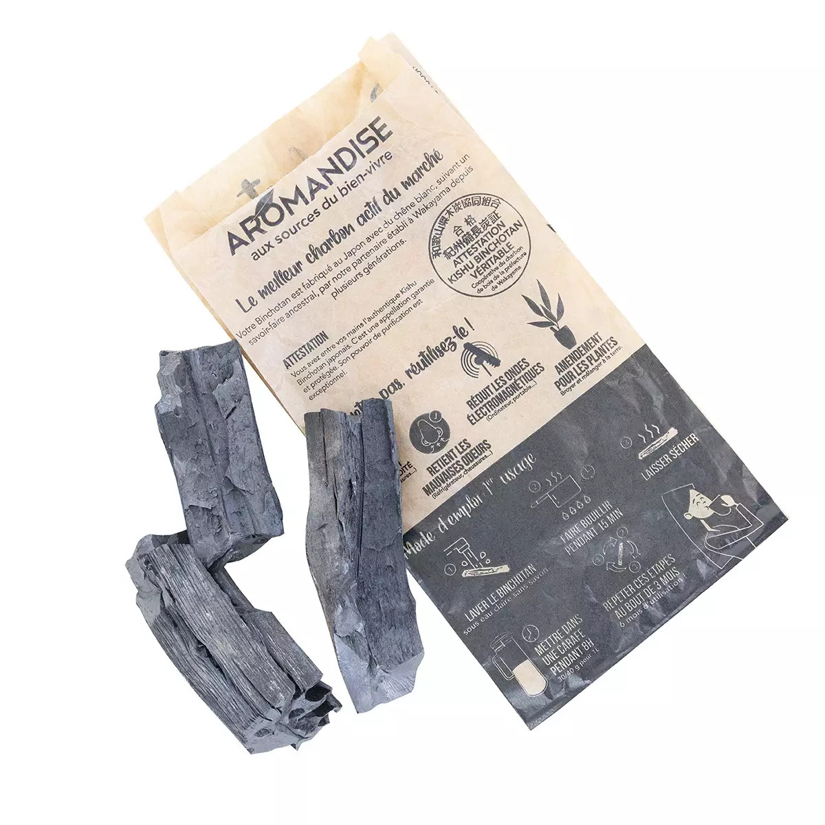 Aromandise Binchotan actieve kool KISHU Japan 1kg