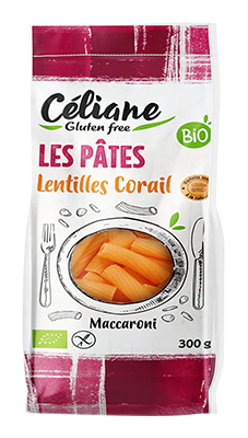 Céliane Macaroni lentilles corail bio & sans gluten 300g