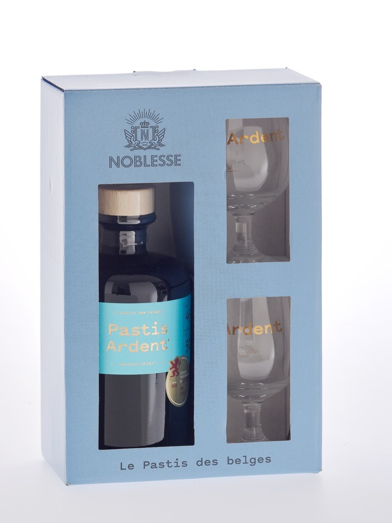 Noblesse Coffret cadeau Pastis ardent bio 45° 50cl + 2 verres