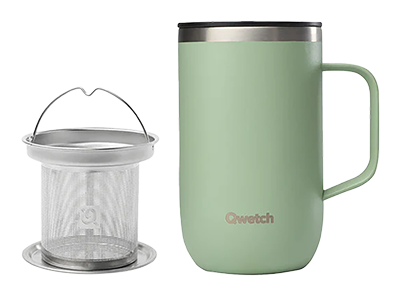Qwetch Mug tisanière isotherme matt vert tilleul 470ml