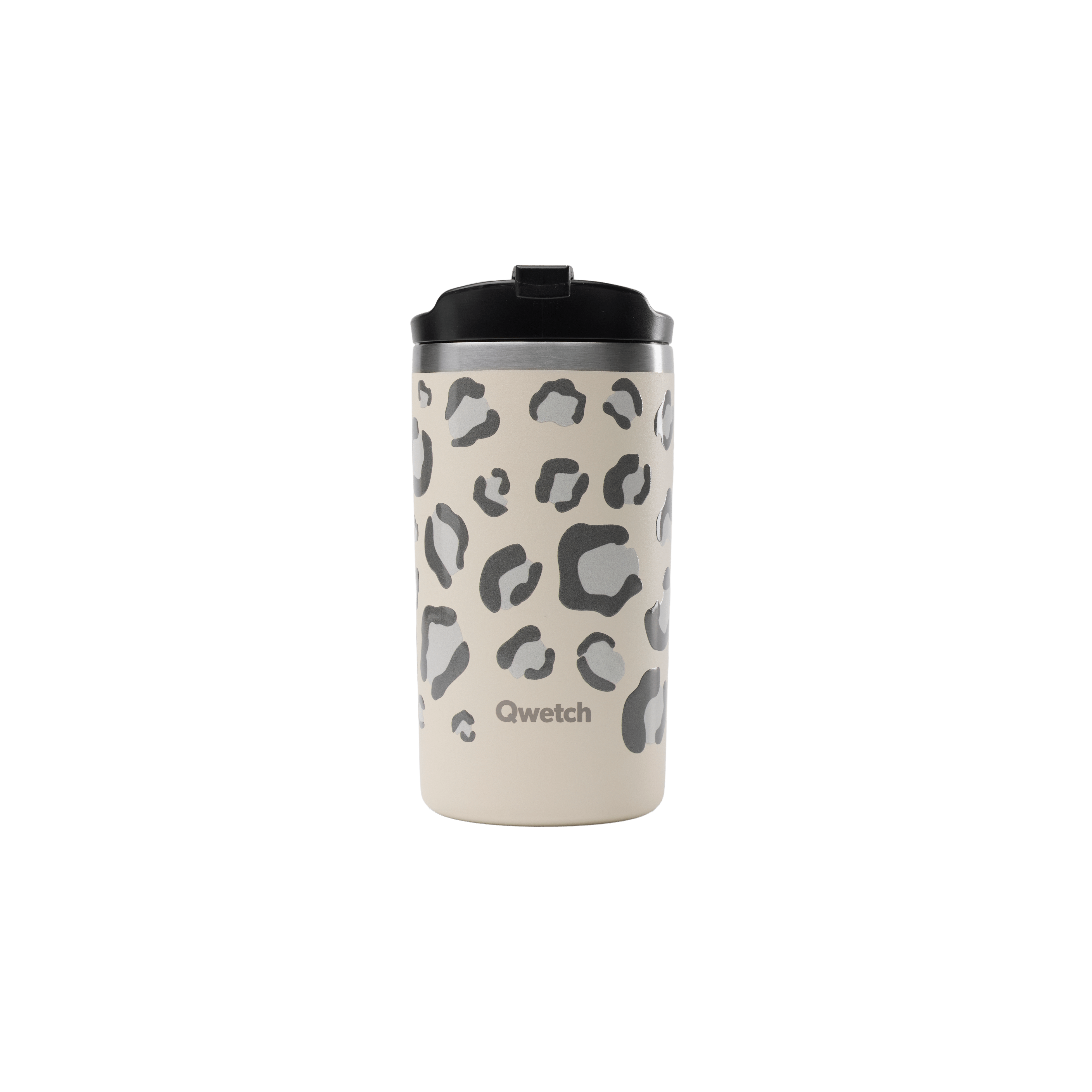Qwetch Travel mug luipaard zand 350ml