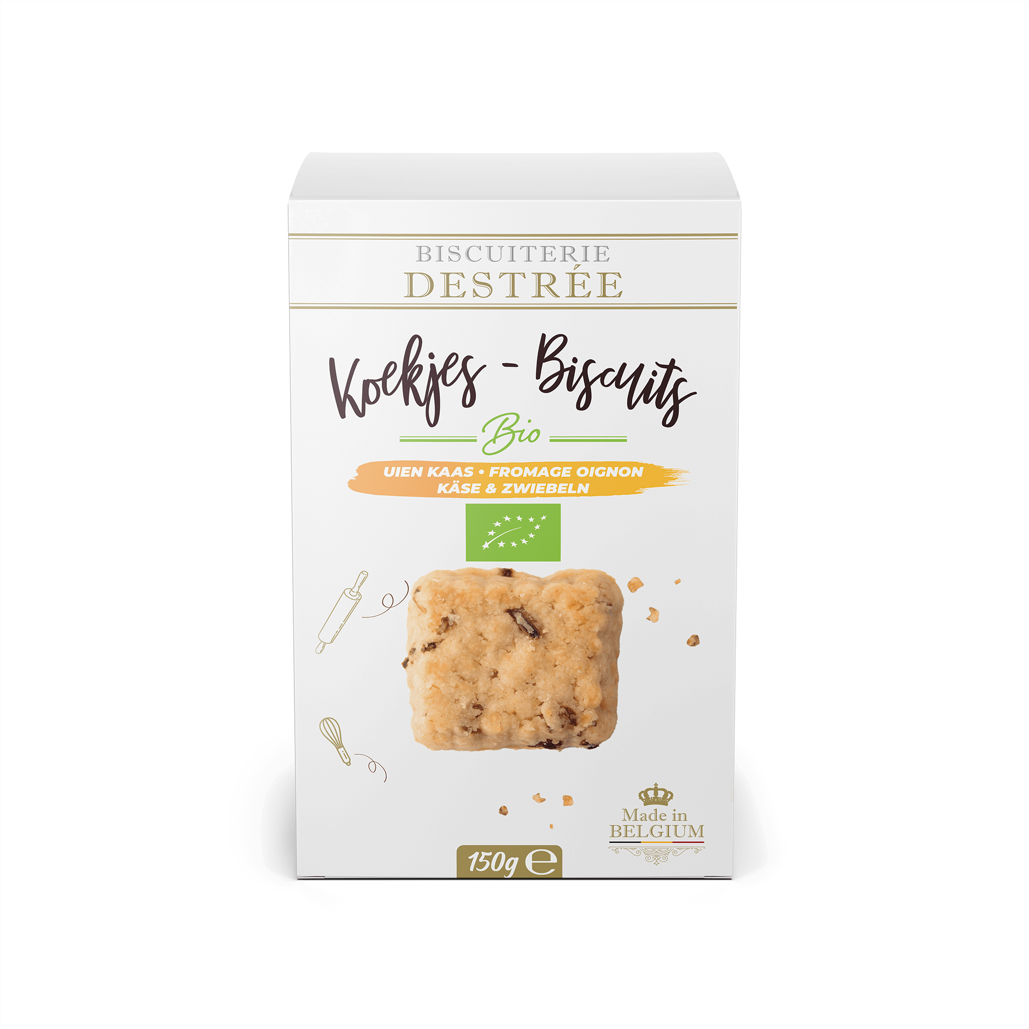 Biscuiterie Destrée Kaas & ui koekjes bio 150g