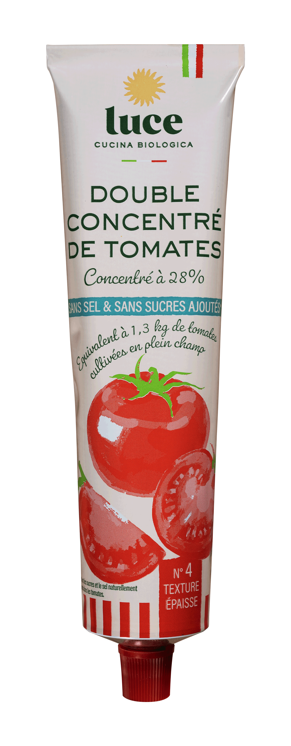 Luce Double concentré de tomate 28% format tube bio 200g
