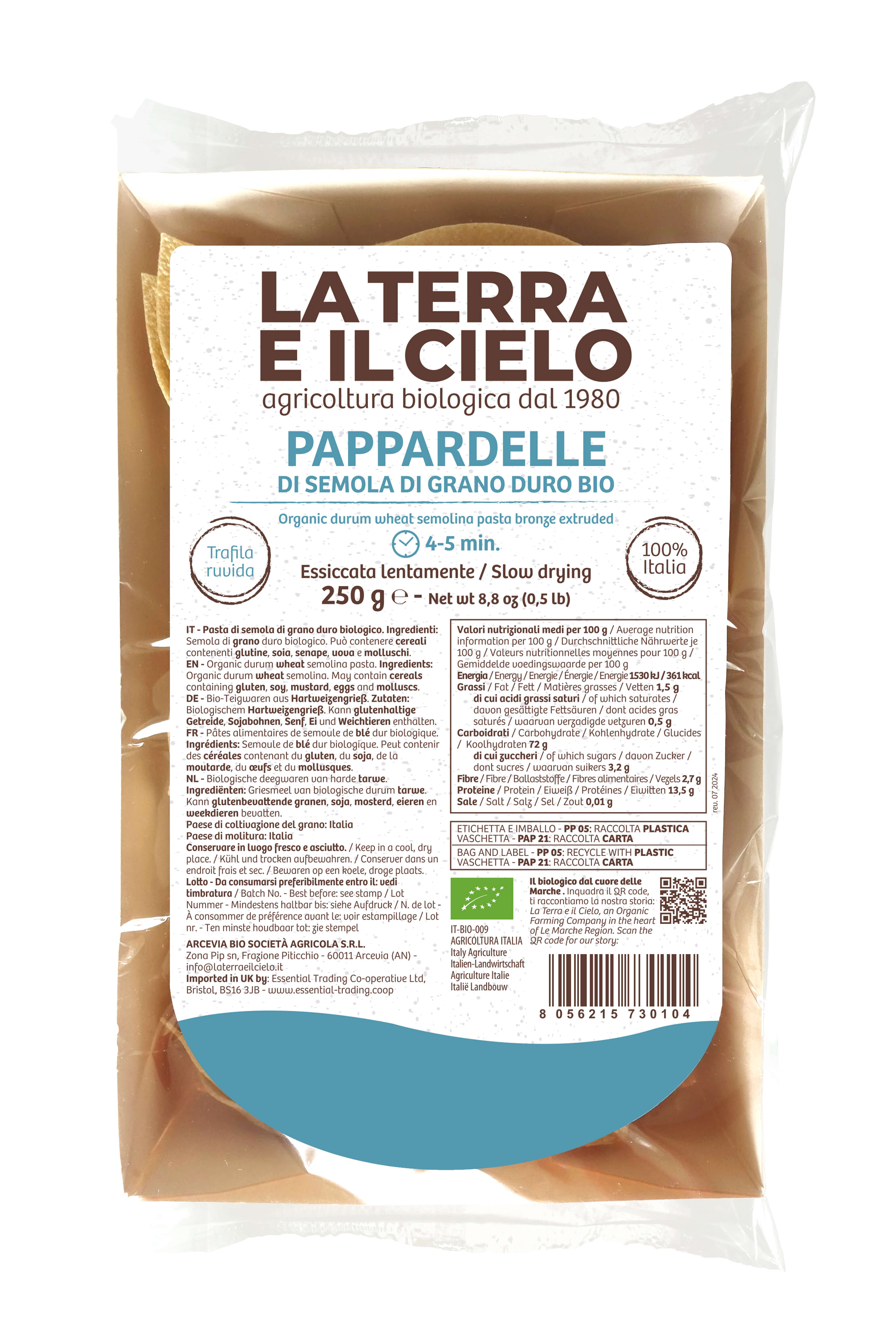 La Terra e il Cielo Pappardelle wit bio 250g