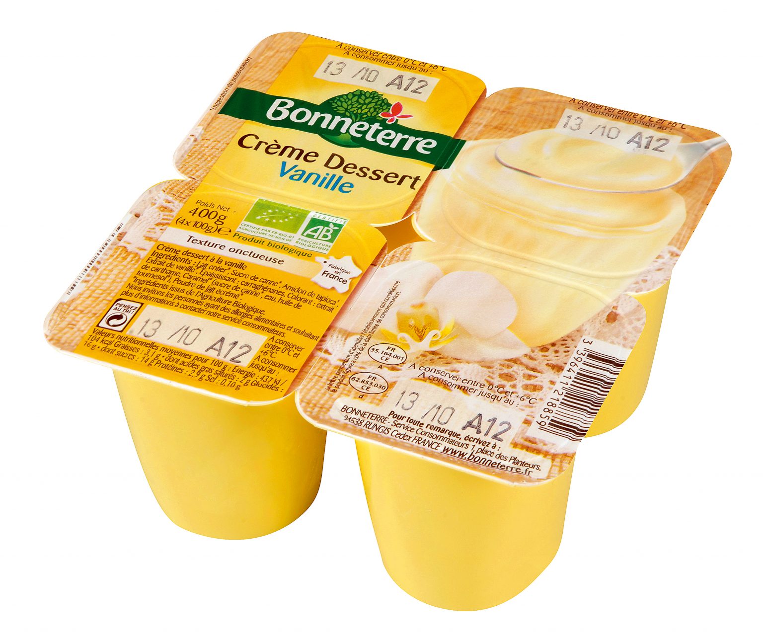 Bonneterre Vanille dessert bio 4x100g