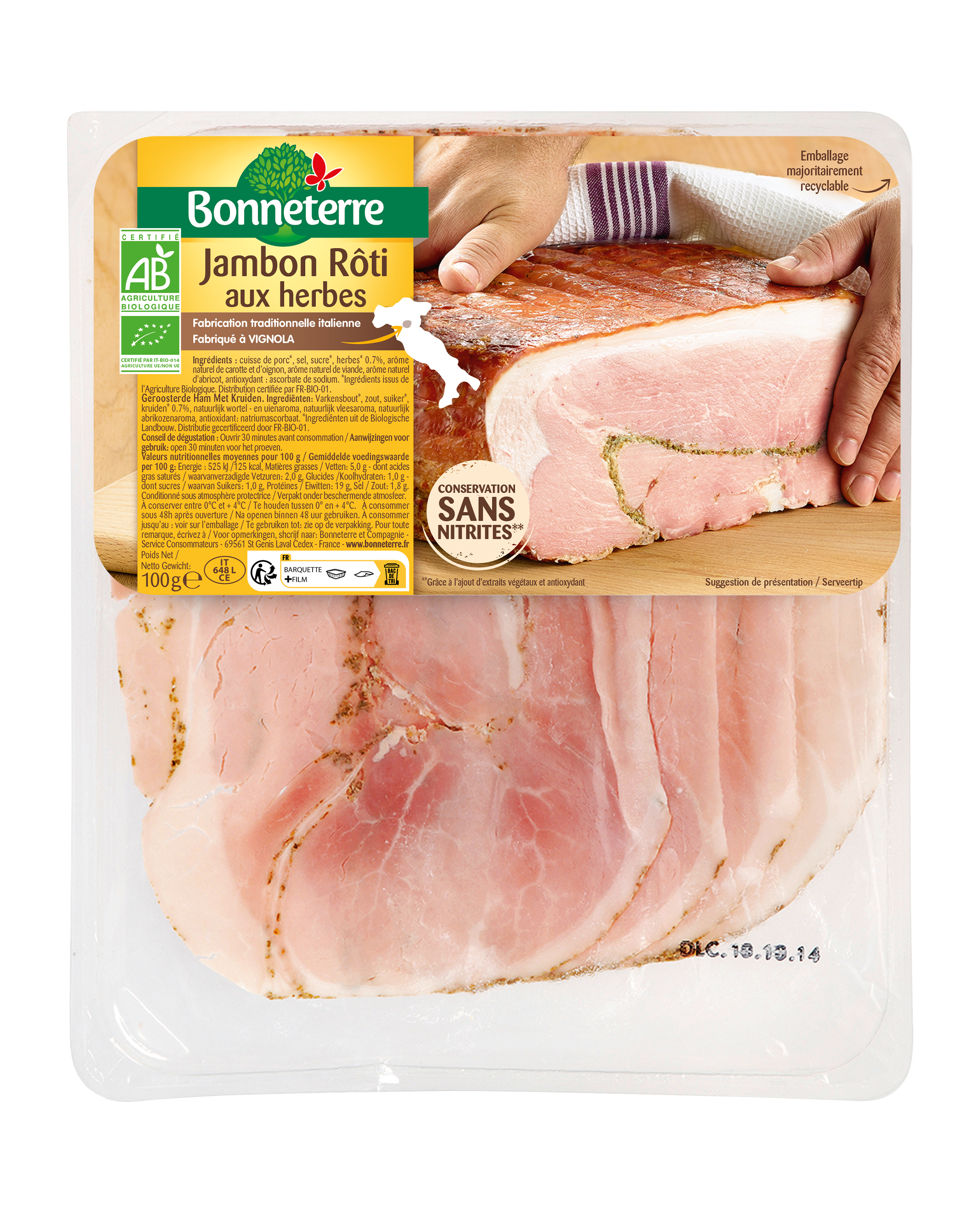 Bonneterre Ham met kruiden bio 100g