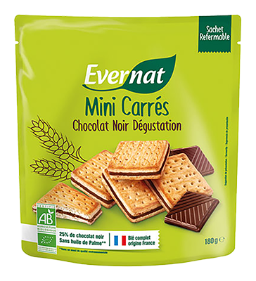 Evernat Koekjes gevuld met pure chocolade bio 180g