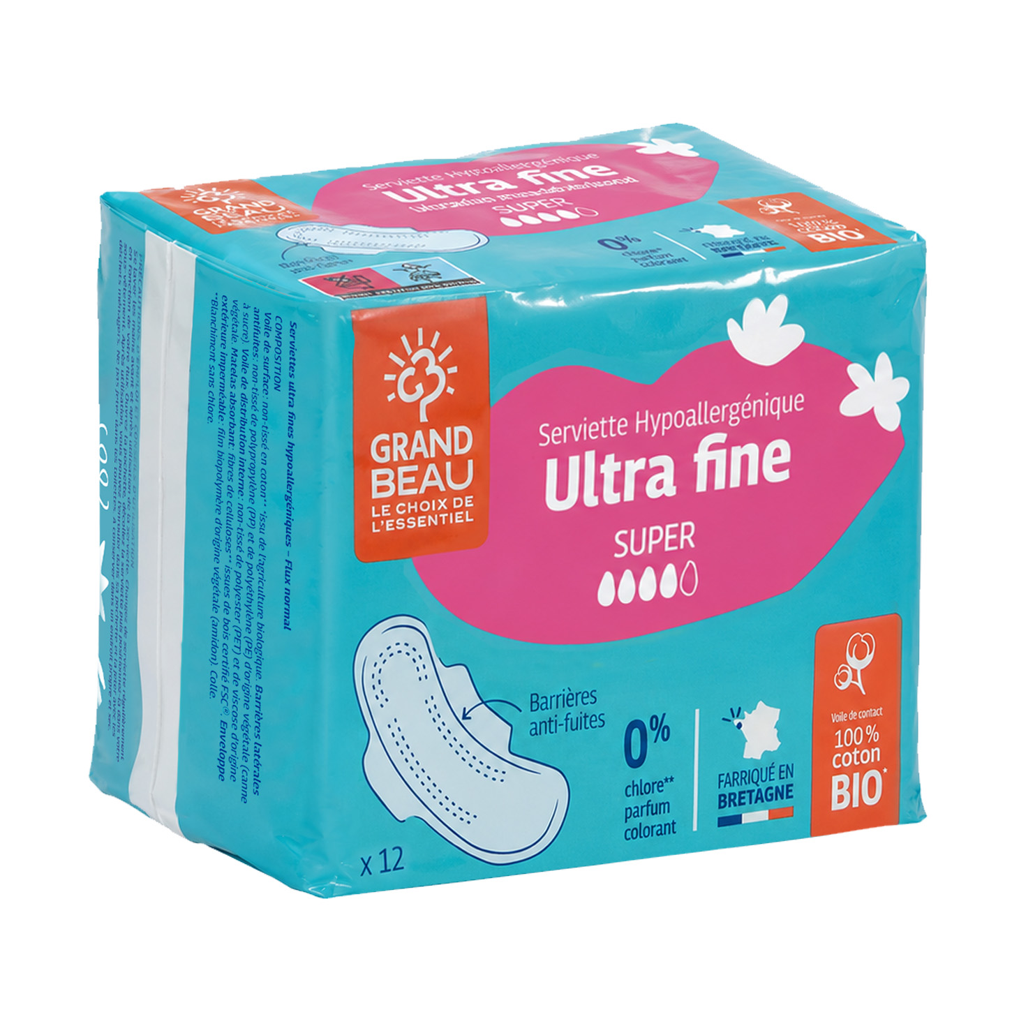 Grand Beau Maandverband hypoallergeen ultra dun super 12st
