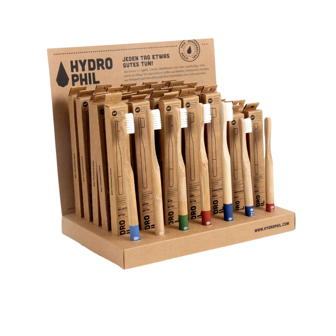 Hydrophil display brosse à dents(12x classic medium, 6x premium supersoft, 6x premium soft, 6x premium medium, 6x pro medium, 6x kids soft hippo)