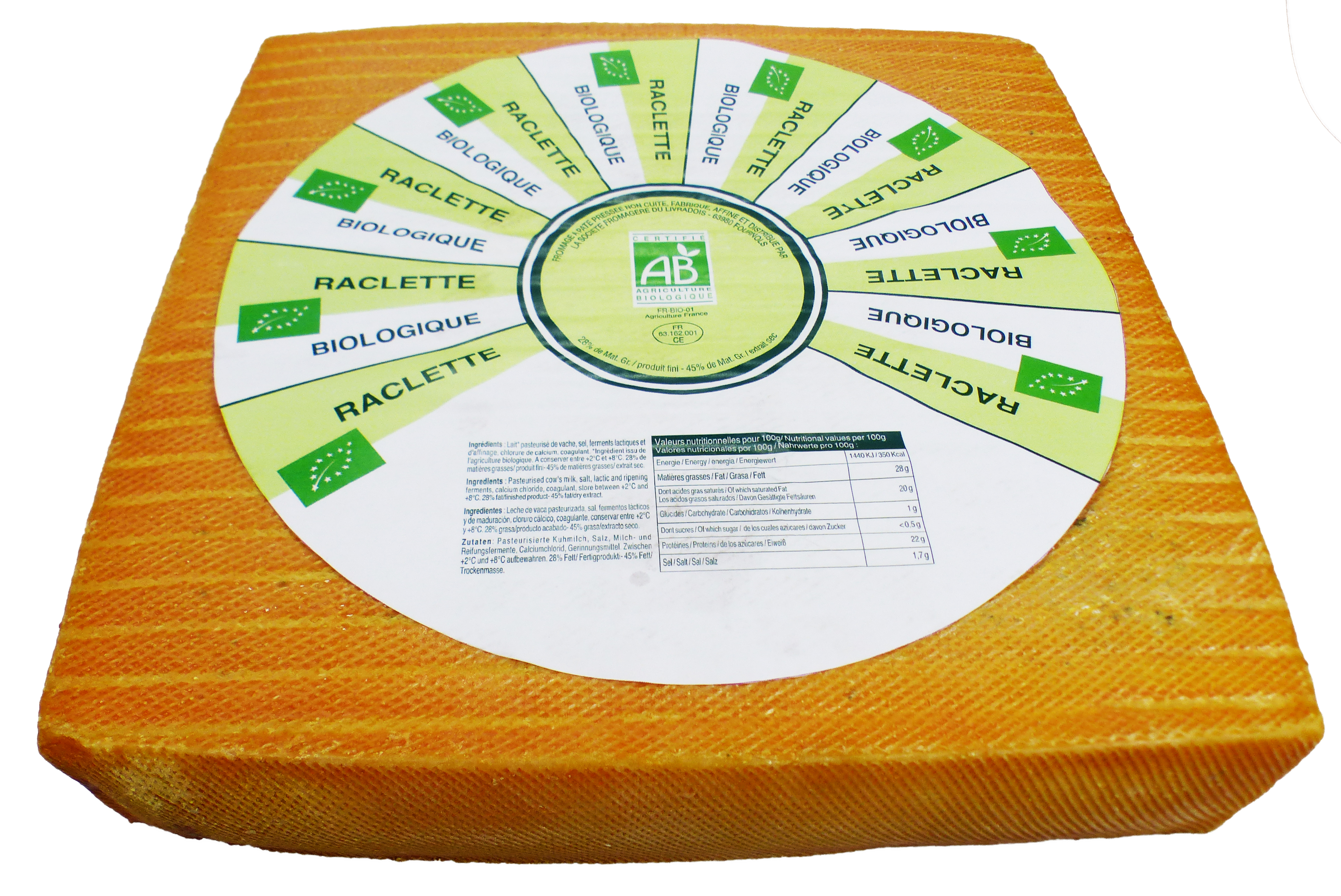 Vallée Verte Raclette carrée bio 3kg - disponible octobre-decembre