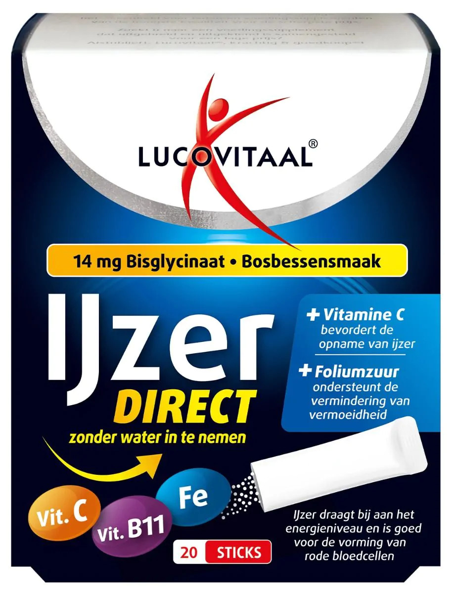 Lucovitaal Bisglycinate de fer direct 20 bâtonnets