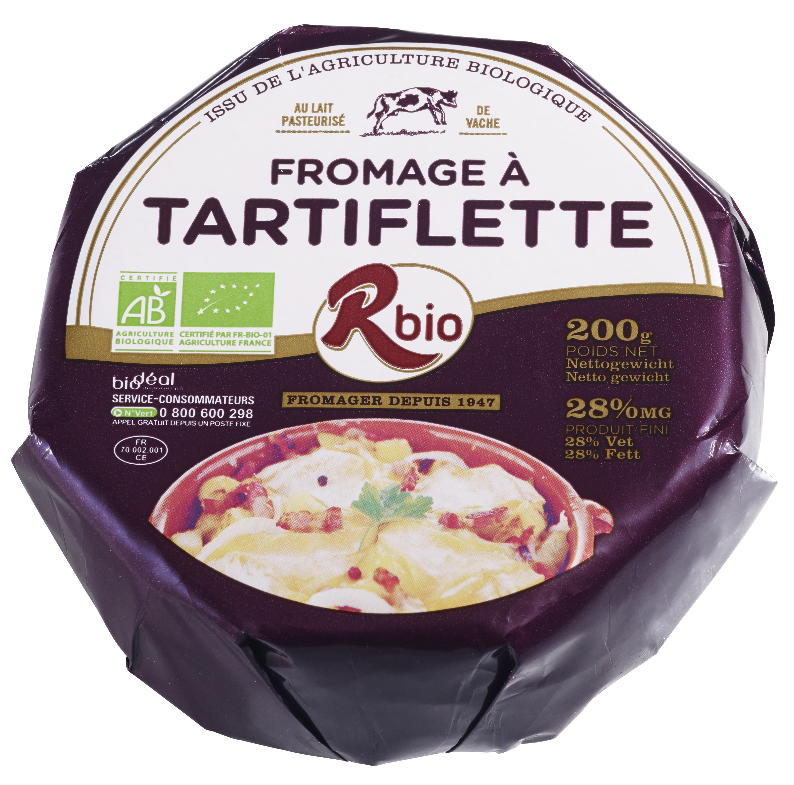 Rbio Fromage à tartiflette bio 200g- disponible octobre-decembre